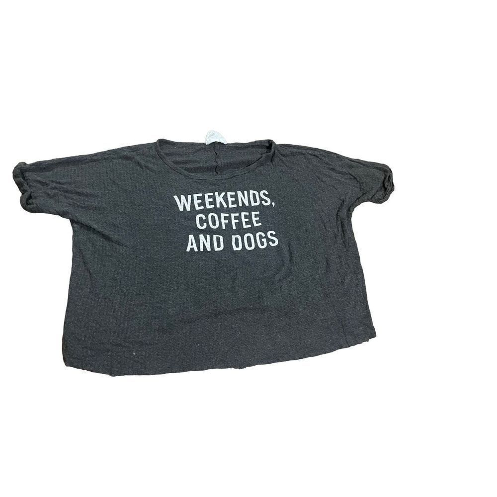 Sadie & Sage dark charcoal gray cropped shirt sz M‎